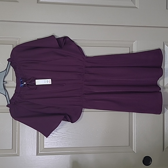 NWT Blue Rain Francesca's purple Short wing sleeve elastic waist dress medium - Picture 6 of 9